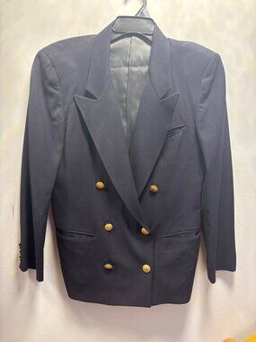 Austin Reed Mens Navy Blue Double-Breasted Blazer Gold Buttons Classic Fit Sz36